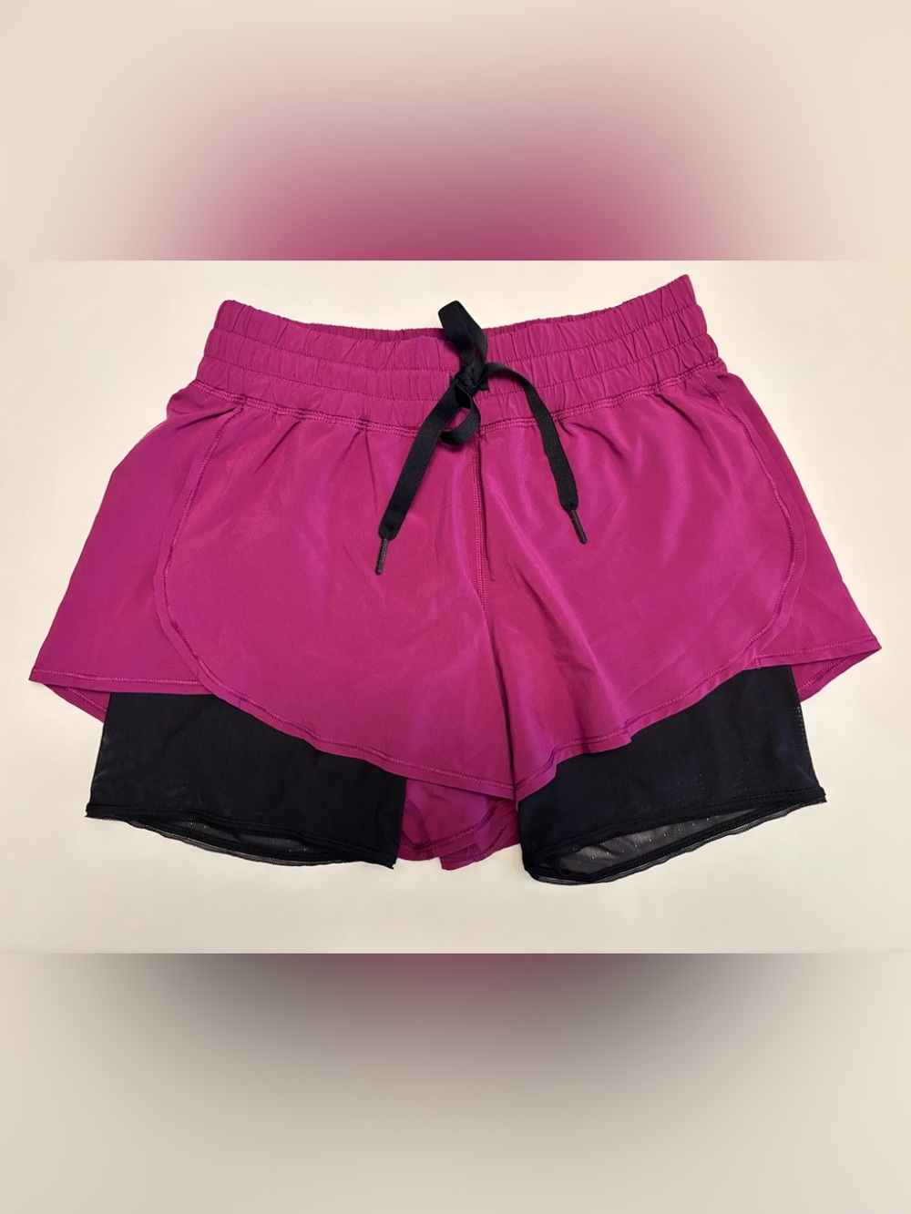 Lululemon Two-Layer Athletic Shorts in Magenta and Black